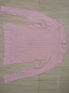 Pink Cable Knit Pullover Sweater