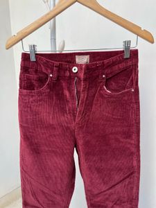 Maroon Corduroy Flare Leg Jeans