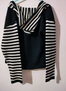 Woolen Black White Strip Jacket