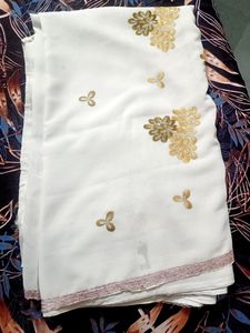 Off White Saree For Festive Wear