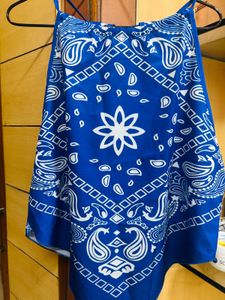 Blue Bandana Print Halter Top