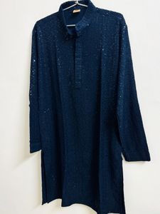 Stylish Navy Sequins Blue Kurta Set