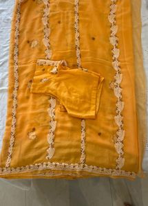 Yellow Embroidered Saree