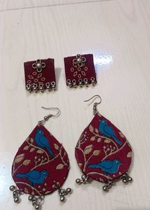 Bird Print Earrings &amp; Studs Set
