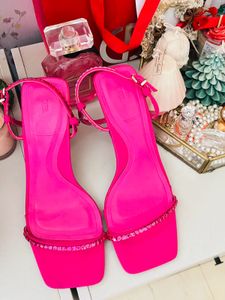 Zara Pink Rhinestone Strappy Heels