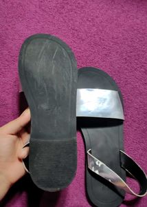Silver Slide Sandals