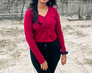 Ribbed Button-Down Top