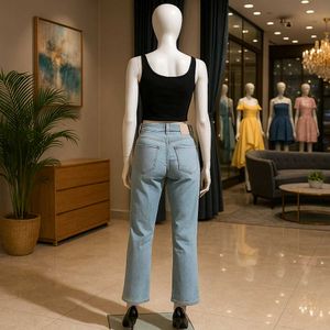 Light Wash Straight Leg Jeans