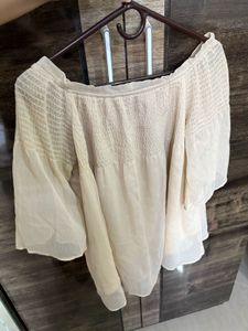 Chic Beige Off-Shoulder Top
