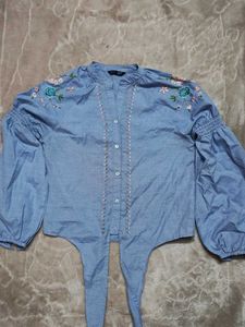 Embroidered Blue Top