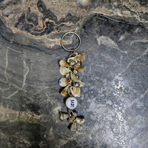 Handcrafted Seashell Keychain with "LOVE" charm