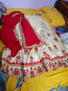 Unstitched Embroidered Lehenga Skirt &amp; Dupatta