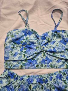 Urbanic Blue Floral Skirt Coord Set | 36 To 40