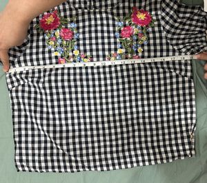 Floral Embroidered Gingham Top