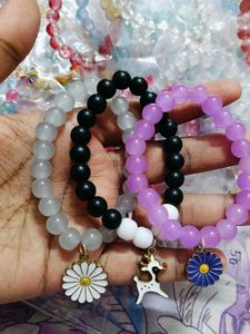 Beaded Charm Bracelets (Set of 3)