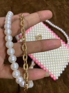 Pearl Beaded Mobile Bag