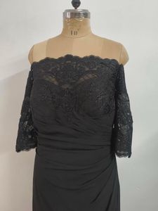 Elegant Black Lace Off-Shoulder Gown