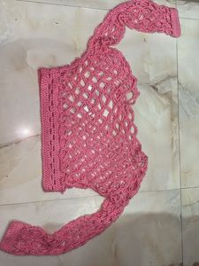 Pink Crochet Knit Top