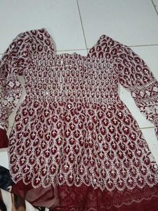 Maroon Embroidered Kurta