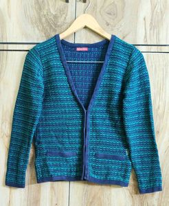 Stylish Teal &amp; Blue Cardigan si,e-34-S
