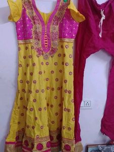 Yellow &amp; Pink Salwar Kameez,pure cotton wore once