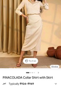 Beige Shirt skirt co ord set