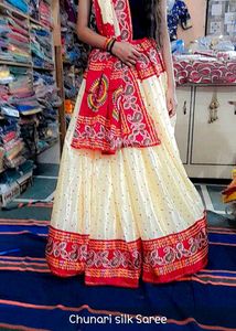 (new)chunari print satin silk saree