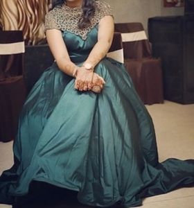 Emerald Green Satin Gown