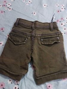 Denim Army Green Girl Hot Pant
