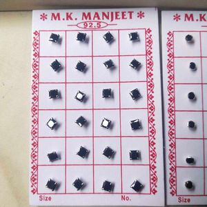 925Pure Silver Dimond Nose&amp;Ear Earings 1 pair