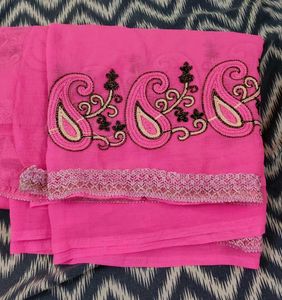 Pink Embroidered saree