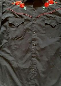 ELYCATTLEMAN COWBOY WESTERN EMBROIDERED ROSE SHIRT