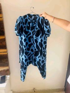 Stylish Blue Printed Jumpsuit (Size - XL)