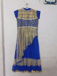 Girls' Blue and Gold Party Dress