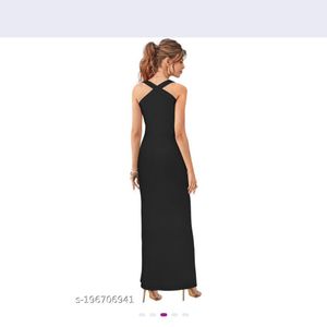 Black colour women v neck stylish dress