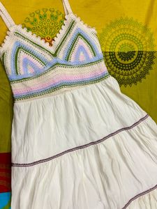 Crochet Trim Sleeveless Dress