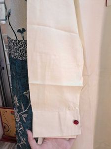 Cream Textured Button-Down Kurta