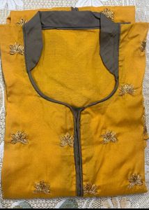 Mustard Yellow Collar Neck.. Front Slit Kurti