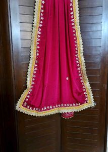 Festive embroidered Silk Ankarkali Dhoti Suit set