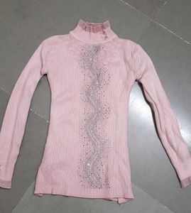 Pink High Neck Sweater