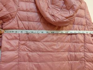 Pink Puffer Jacket for Women with hood