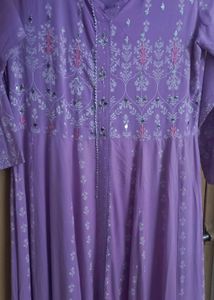 Lavender Anarkali 3 PC Suit