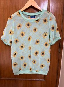 Life Sheer Sunflower Print Top