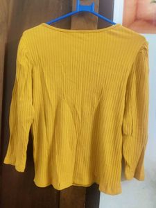 MUSTARD YELLOW RIBBED TOP