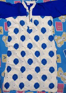 Blue &amp; White Floral Kurti