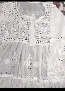 White Colour Chikan Kari Kurti