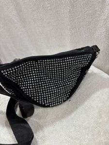 Black Rhinestone Waist Ba