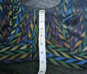 Black cotton blouse with multi color design