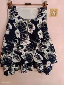 Nevy Blue Crop Top With Floral Print