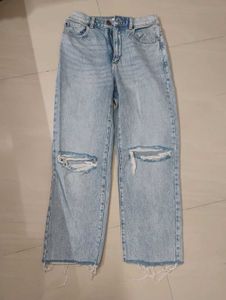 Ripped Knee Wide Leg Jeans
